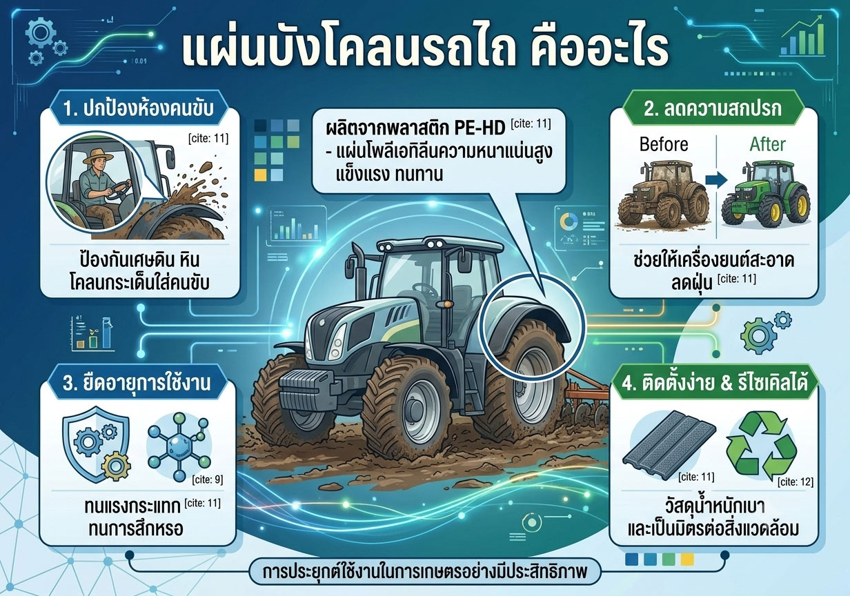 แผ่นพลาสติกบังโคลนรถไถ