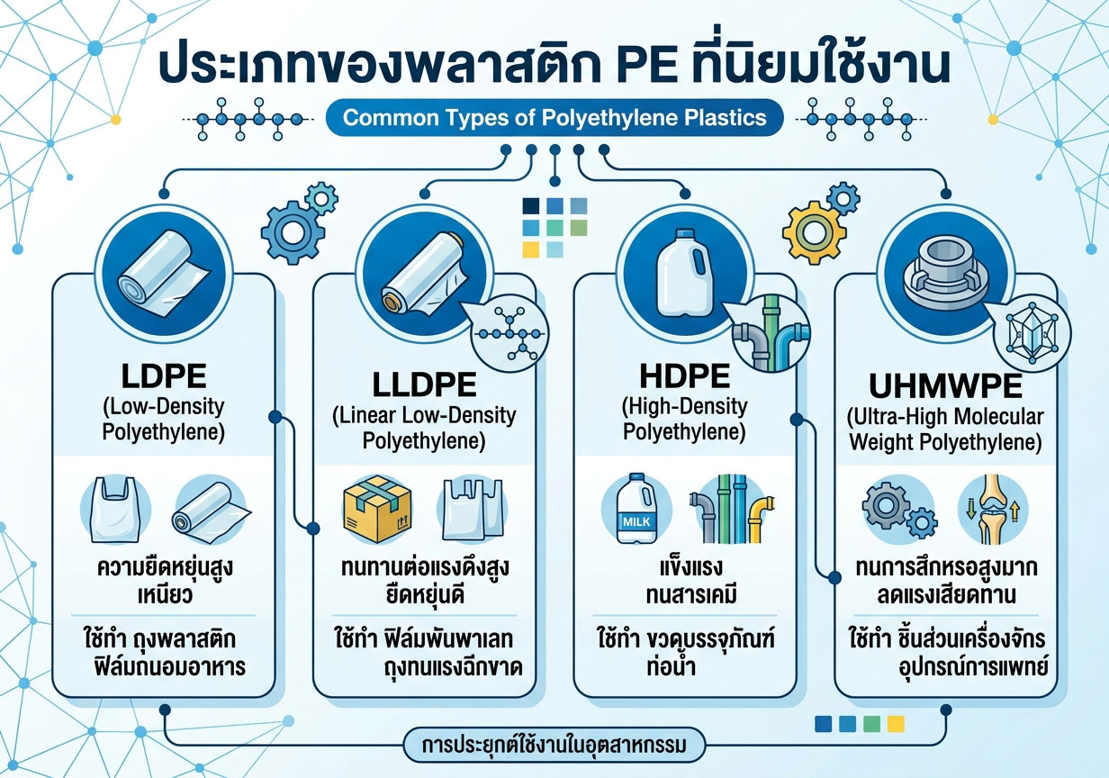 ประเภทของพลาสติก PE ที่นิยมใช้งาน