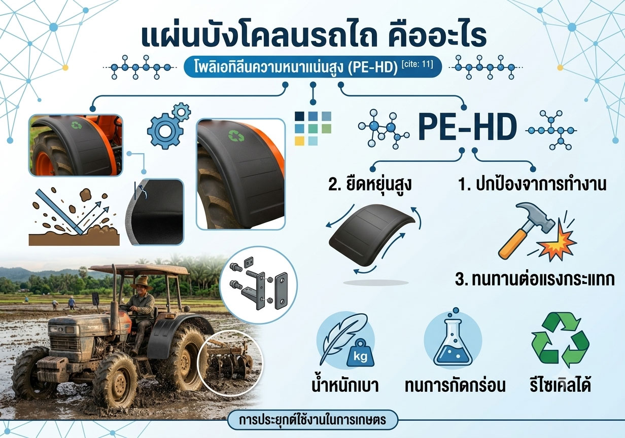 แผ่นพลาสติกบังโคลนรถไถ