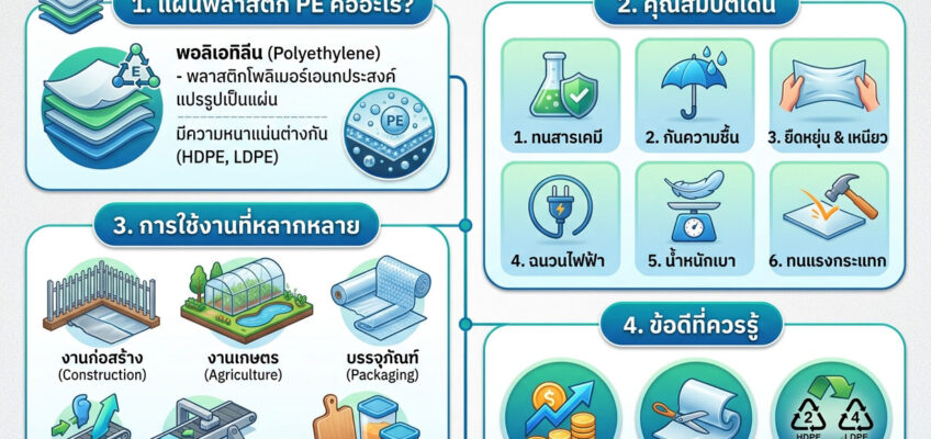 แผ่นพลาสติก PE คืออะไร คุณสมบัติ การใช้งาน และข้อดีที่ควรรู้